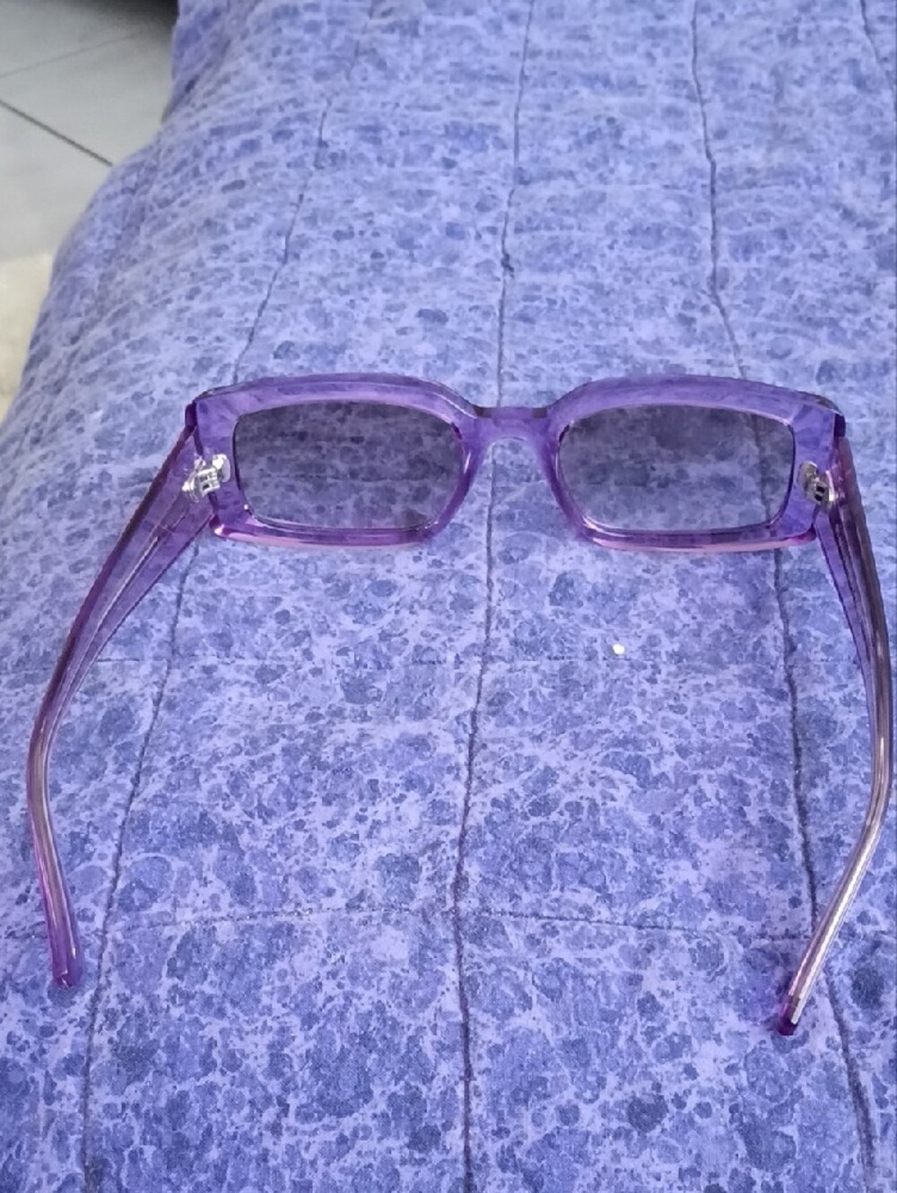 Ray-Ban Translucent Purple Rectangular Sunglasses - Picture 2 of 4